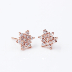 Bohemian star shape rose gold plated moissanite diamond stud earrings