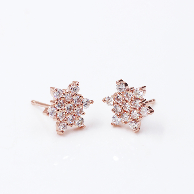 Bohemian star shape rose gold plated moissanite diamond stud earrings
