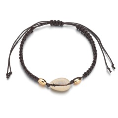 Women accessories brown handmade leather jewelry ankle bracelet shell anklet Women accessories brown handmade leather jewelry ankle bracelet shell anklet