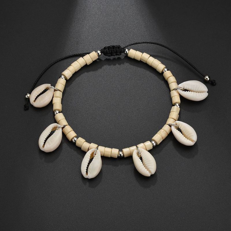 2019 Custom puka sea shell adjustable rope foot jewelry beach anklet for women