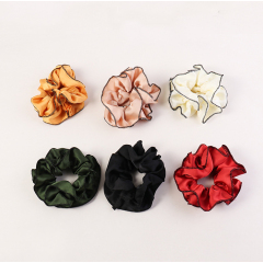 wholesale ins French vintage satin simple girls elastic scrunchies hair ties