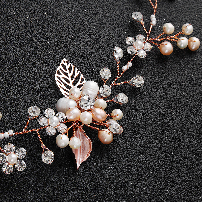 Gold Tiaras Wedding hair accessories  pearl crystal flower bridal Hairbands