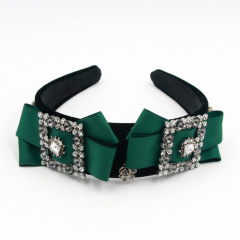 New fashion wholesale gemstone bow baroque rhinestone crystal hairband for woman