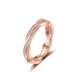 18K Rose Gold Plated Twist Ring Pave Setting Zircon Diamond Engagement Ring 18K Rose Gold Plated Twist Ring Pave Setting Zircon Diamond Engagement Ring