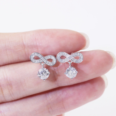 Wedding bride bridesmaid bowknot pendant 925 silver vvs moissanite earrings