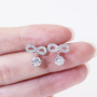 Wedding bride bridesmaid bowknot pendant 925 silver vvs moissanite earrings Wedding bride bridesmaid bowknot pendant 925 silver vvs moissanite earrings