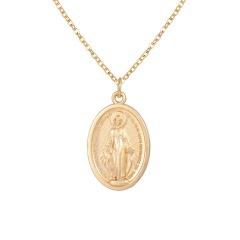 2020 hot sale creative retro style gold-color oval shape portrait coin necklace