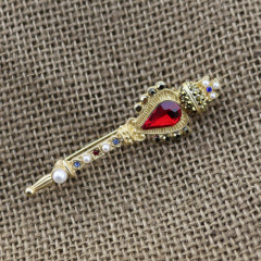Custom European and American vintage Baroque crown cross magic wand brooches