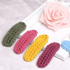 custom fancy winter plain hair accessory wool girls kids children's knit hair clips