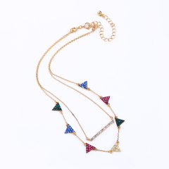 Wholesale women gift jewelry stainless steel pearl design colorful flag necklace