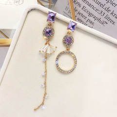fashion ins jewelry circle multi color 925 silver hanging water drop tassel crystal earring