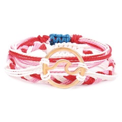 Custom made jewelry wave charm waxed thread braided friendship bracelet