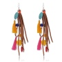amazon ins custom fashion Boho style long suede leather colorful statement leather tassel earrings amazon ins custom fashion Boho style long suede leather colorful statement leather tassel earrings