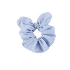 Wholesale fashion customized human solid color rabbit ear chiffon hair scrunchies for girls