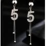 Fashion  Korean simple personality number 5 tassel crystal alloy earrings