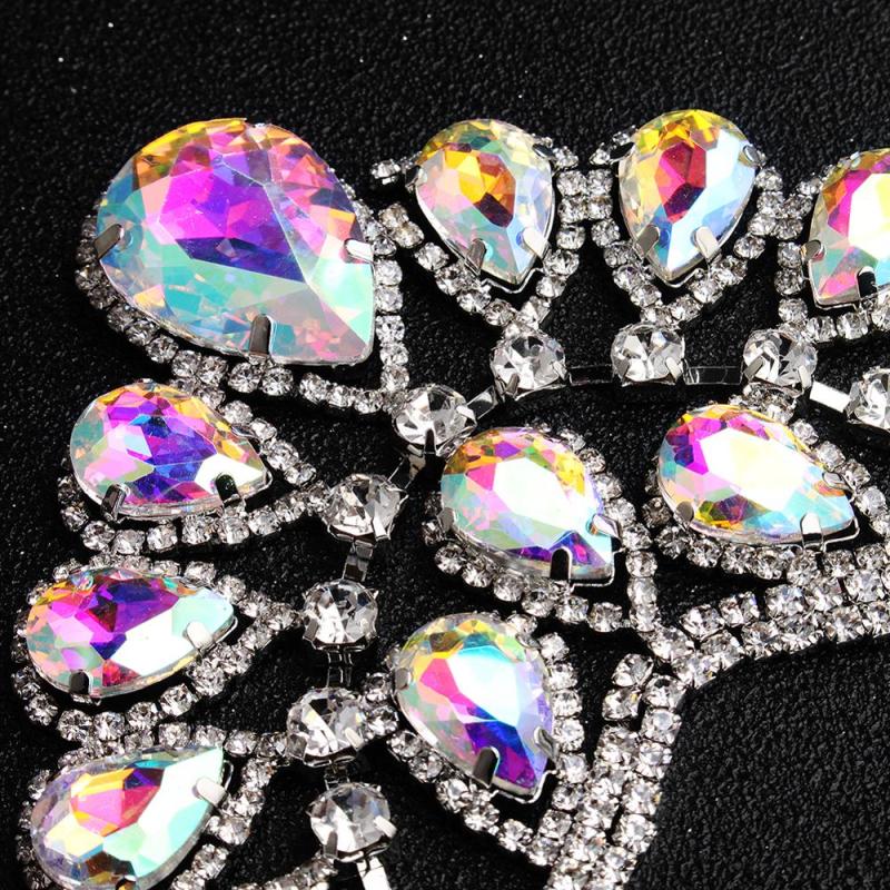 Luxury Colorful Crystal Beads Row Wide Fashion Accessories Statement Women Wedding Bride Accessory Pendant Necklace Luxury Colorful Crystal Beads Row Wide Fashion Accessories Statement Women Wedding Bride Accessory Pendant Necklace