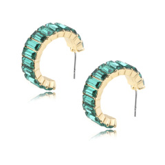 Colorful hot sale wholesale trendy fashion alloy crystal women cc earrings stud
