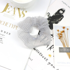 Wholesale fashion custom girls transparent organza classic plaid elastic scrunchies for hair