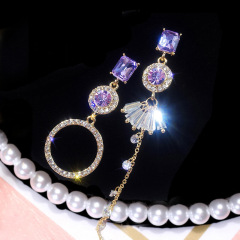 fashion ins jewelry circle multi color 925 silver hanging water drop tassel crystal earring