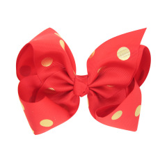 8 inch large ribbon gold dots JOJO hair bows clip for kid girl accessories
