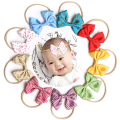 custom 3pcs autumn winter photograph seamless stripe bow infant elastic girl litter babi hair band