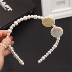 New Design Luxury Daily Wear Lady Heart Shape White Beaded Handmade Pearl Hairband for Girls