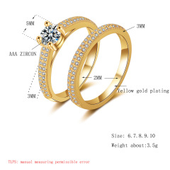 New Arrival Women Jewelry Round Cut Gold Cubic Zircon Diamond Engagement Ring
