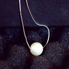 korean ins valentine's day christmas gift pure 925 silver round pearl choker necklace