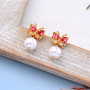 Hot sale jewelry silver for women girls gold imperfect baroque pearl earrings