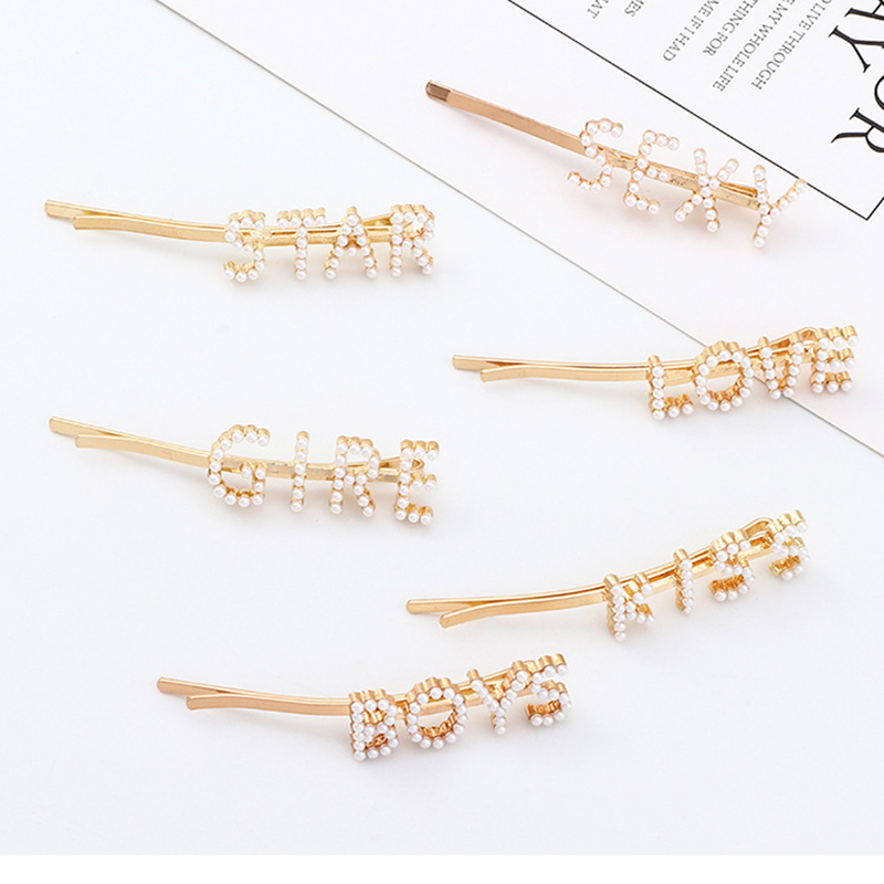 Korean Fashional hair accessories letter pearl hair clips hairpin Korean Fashional hair accessories letter pearl hair clips hairpin