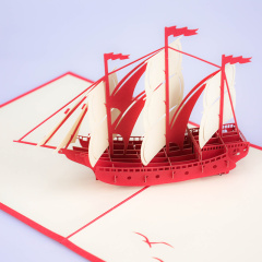 Handmade OEM logo paper boy happy birthday ship 3d pop up paper cards Handmade OEM logo paper boy happy birthday ship 3d pop up paper cards