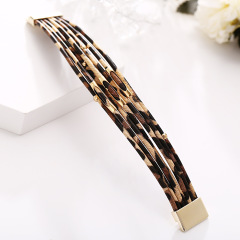 Wholesale Fashion Multilayer Wide jewelry Leopard Leather Bracelet For Women