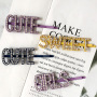 fashion custom ins Hair Barrettes alphabet letter korean color crystal stone hair clip fashion custom ins Hair Barrettes alphabet letter korean color crystal stone hair clip