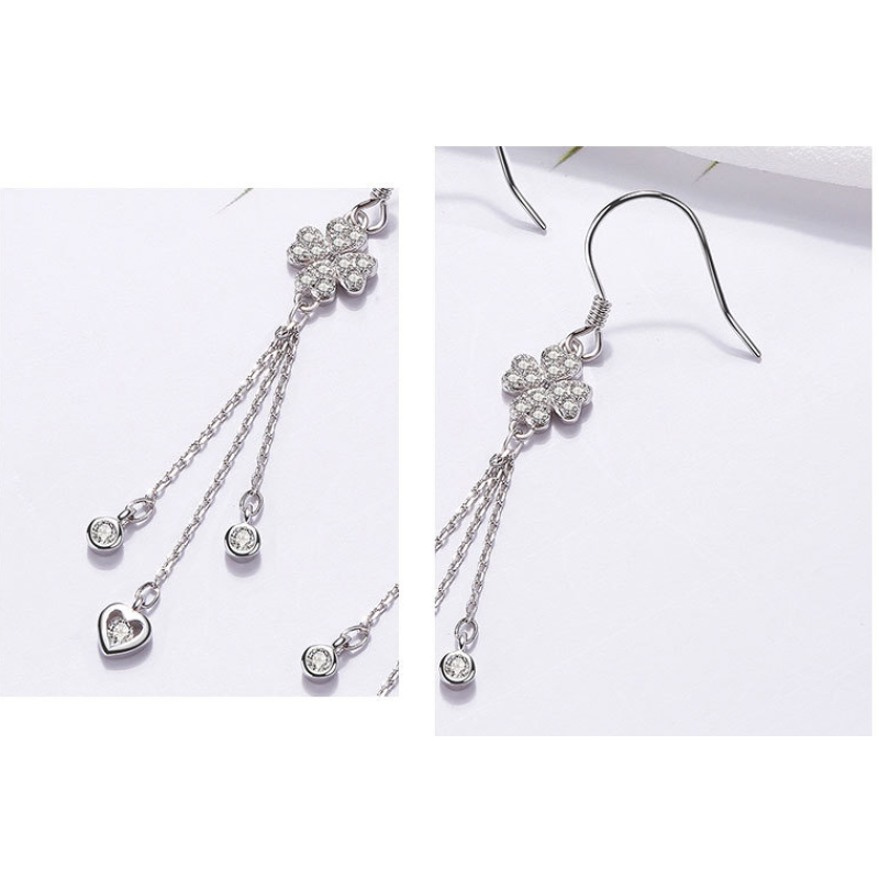 new fashion christmas gift trendy korean women long drop silver earring 925 sterling