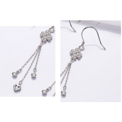 new fashion christmas gift trendy korean women long drop silver earring 925 sterling