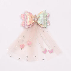 Wholesale baby girls hair accessories  daisy children's mesh crown bow hair clips