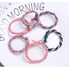 Wholesale traceless korean high elastic hair tie color matching hand-knotted knot hair tie rope