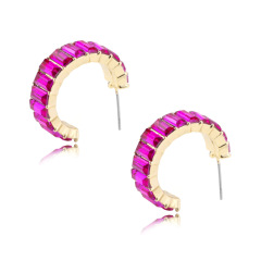 Colorful hot sale wholesale trendy fashion alloy crystal women cc earrings stud