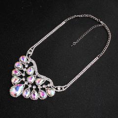 Luxury Colorful Crystal Beads Row Wide Fashion Accessories Statement Women Wedding Bride Accessory Pendant Necklace Luxury Colorful Crystal Beads Row Wide Fashion Accessories Statement Women Wedding Bride Accessory Pendant Necklace