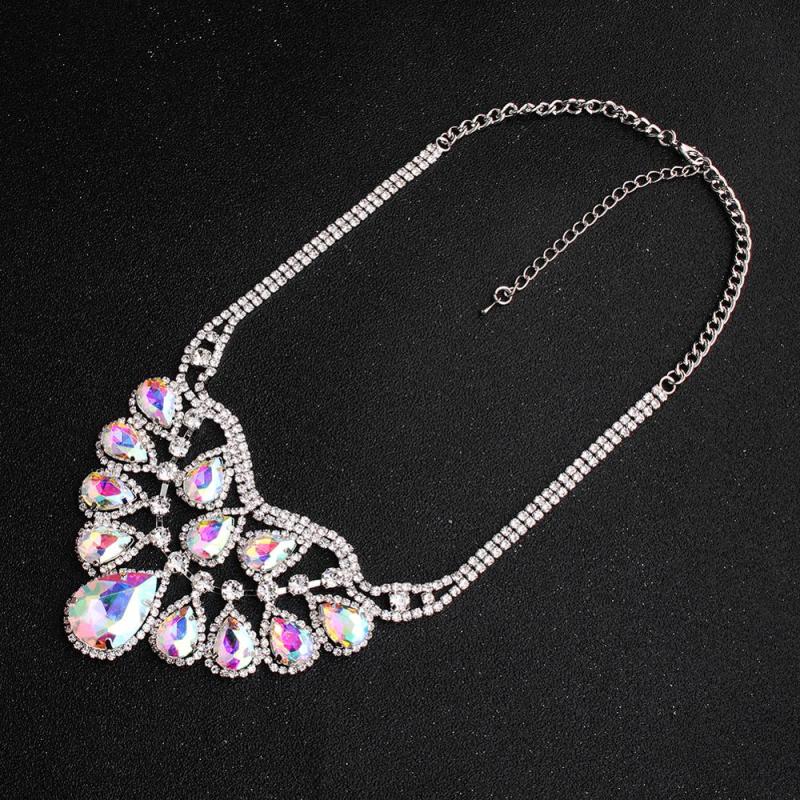 Luxury Colorful Crystal Beads Row Wide Fashion Accessories Statement Women Wedding Bride Accessory Pendant Necklace Luxury Colorful Crystal Beads Row Wide Fashion Accessories Statement Women Wedding Bride Accessory Pendant Necklace