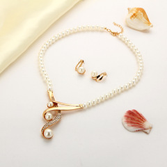korean wish ins valentine's day gift bridal wedding jewellery earring necklace pearl set