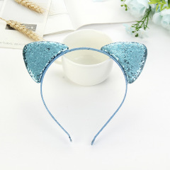 2020 Customizable Korean cute girls sequin cat ear hairbands for women headband