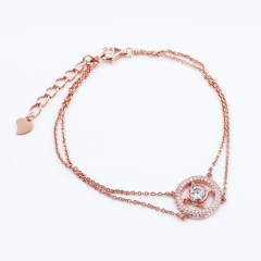 Fashion jewelry chain charm 925 sterling silver rose gold plated moissanite bracelet