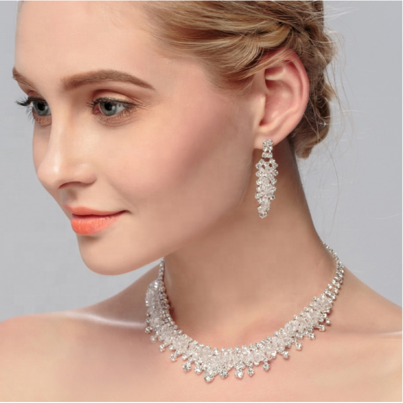 Fashion Zircon handmade necklace with earrings crystal bridal women wedding jewelry sets Fashion Zircon handmade necklace with earrings crystal bridal women wedding jewelry sets