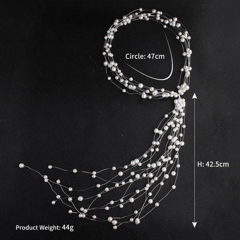 Handmade long Hair Wedding Accessories Ribbon tassels peal Bridal Headband