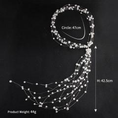 Handmade long Hair Wedding Accessories Ribbon tassels peal Bridal Headband