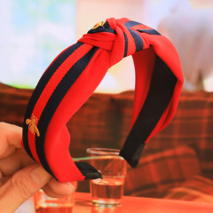2020 Hot Sale Fashion Bee Headband Wide Edge Fabric Knot HairBands for girls