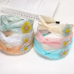 Wholesale Fashion Women Plain Summer Daisy Flower Cross HairBand For Girls