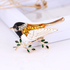 2020 new arrival custom cheap jewelry magpie colorful rhinestone birds brooches