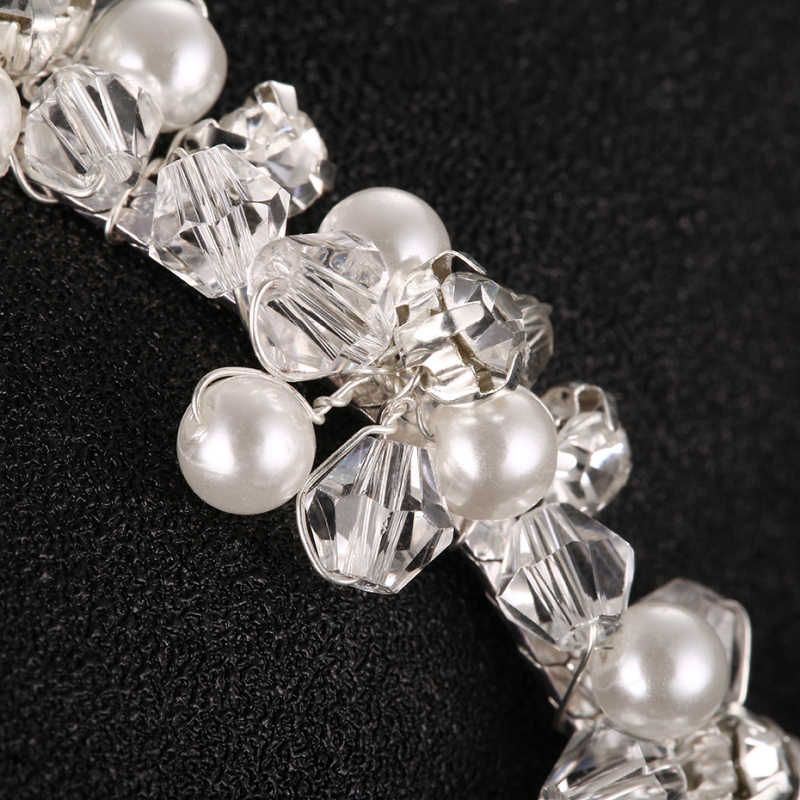 Beauty zodiac party bride crystal silver jewelry  pearl charm wedding  beaded bracelet
